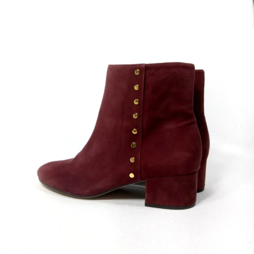 LAUREN RALPH LAUREN Wharton Women's Burgundy Studded Boots Size 9 B